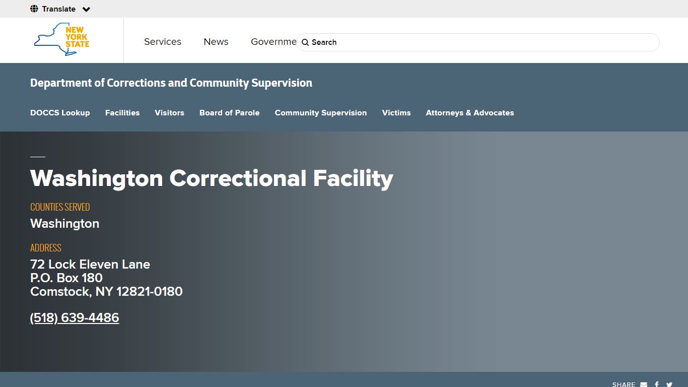 Washington Correctional Facility | Department of Corrections and ...